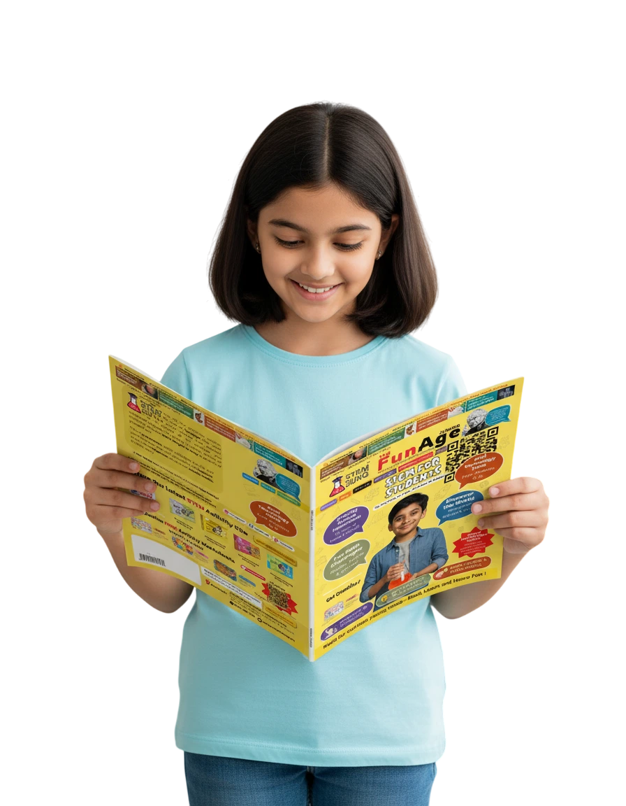 student girl reading funage magazine.
